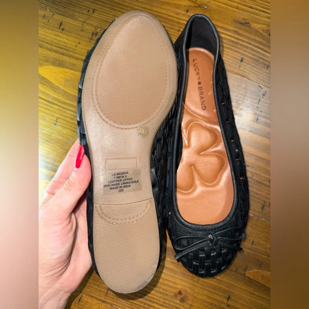 Lucky Brand Woven Leather Ballet Flats Boho Chic‎ Soft Girl Minimalist- 7.5